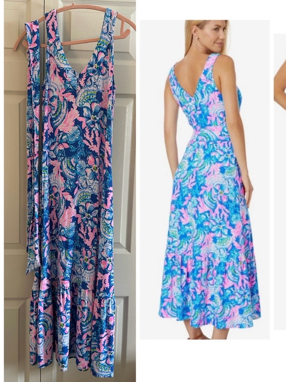 EEUC Lilly Madsen midi dress Blue Tang Sitting Seaside